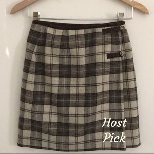 🌟HP🌟Gap Plaid Wool Blend Skirt with Suede Trim